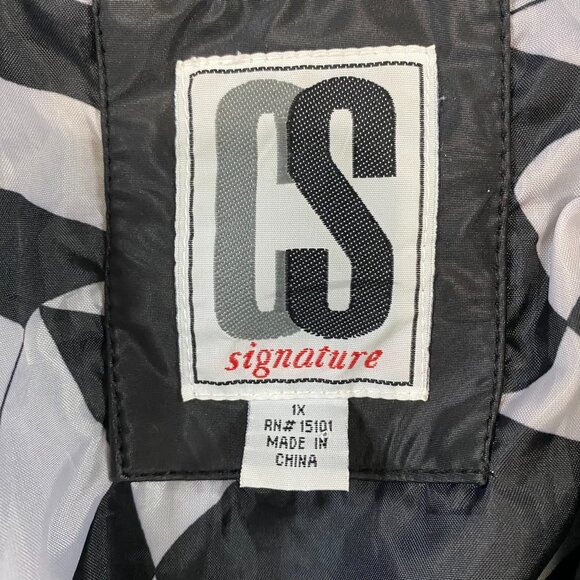 CS Signature Black Geometric Abstract Jacket Collared Button Front 1X - Picture 4 of 10